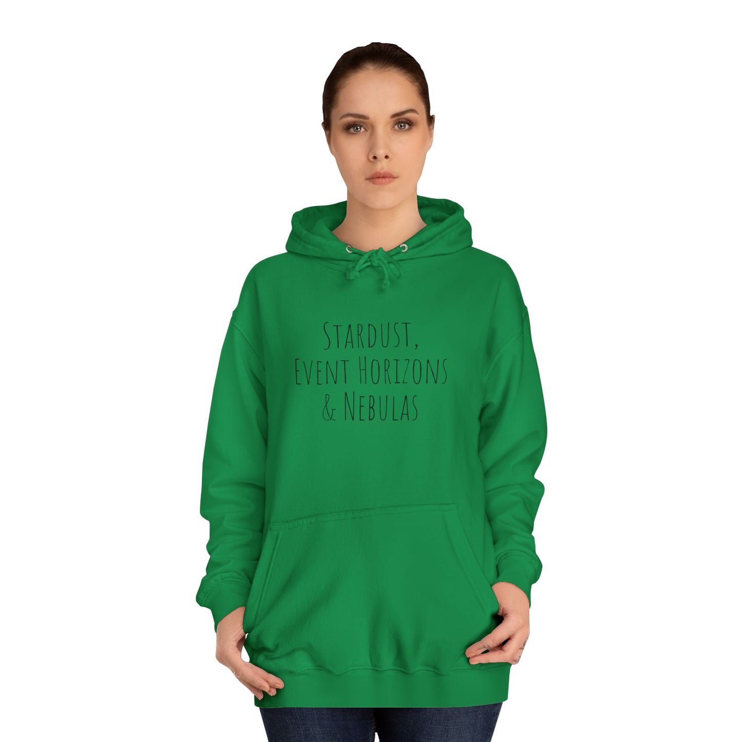 College Hoodie with Stardust, Event Horizons & Nebulas Design - Space Exploration Theme