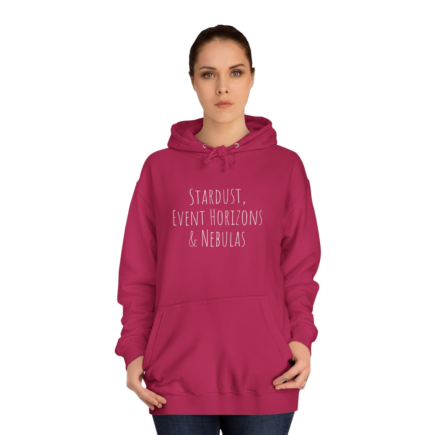 College Hoodie with Stardust, Event Horizons & Nebulas Design - Space Exploration Theme