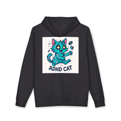 ADHD Cat Hoodie — Cute Blue Cat Graphic & 'My Brain's a Choose-Your-Own-Adventure Book' Quote
