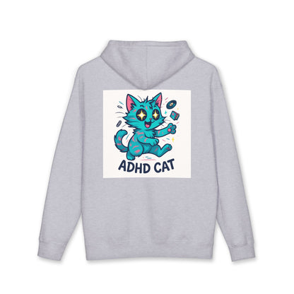 ADHD Cat Hoodie — Cute Blue Cat Graphic & 'My Brain's a Choose-Your-Own-Adventure Book' Quote
