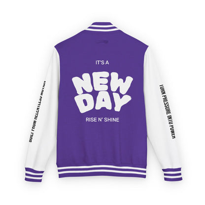 Cosmic & Terra Unisex Heavyweight Letterman Jacket - It's a New Day