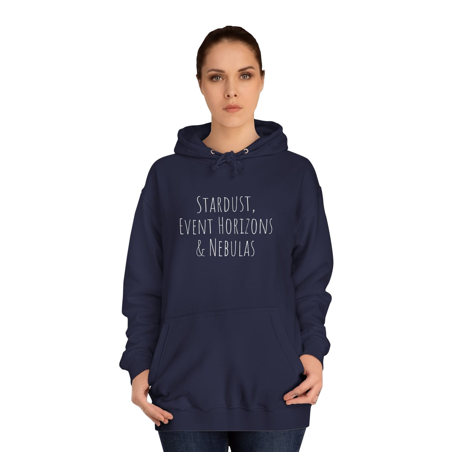 College Hoodie with Stardust, Event Horizons & Nebulas Design - Space Exploration Theme