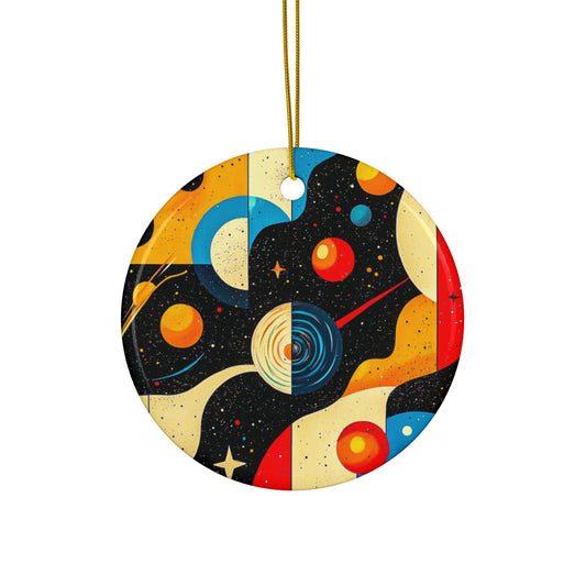 Cosmic Ceramic Ornament, Planetary Art Decor for Holidays, Space Exploration Gift, Unique Tree Decoration, Home Ornament