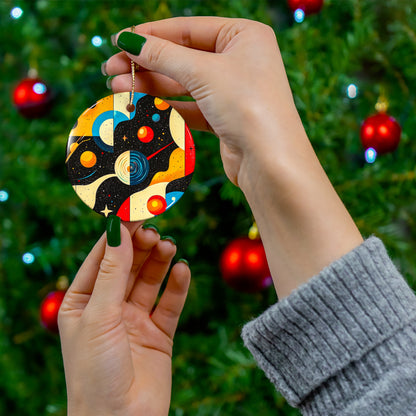 Cosmic Ceramic Ornament, Planetary Art Decor for Holidays, Space Exploration Gift, Unique Tree Decoration, Home Ornament