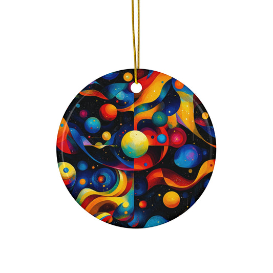 Vibrant Galaxy Ceramic Ornament - Set of 4 Unique Shapes