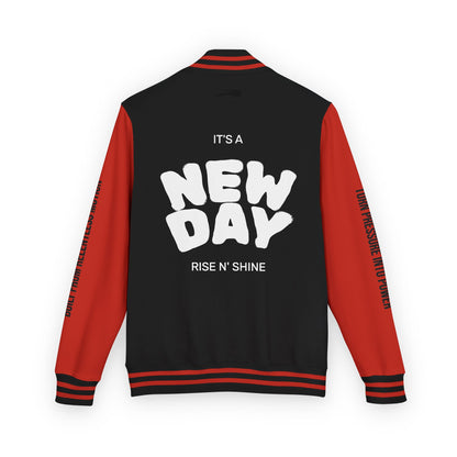Cosmic & Terra Unisex Heavyweight Letterman Jacket - It's a New Day