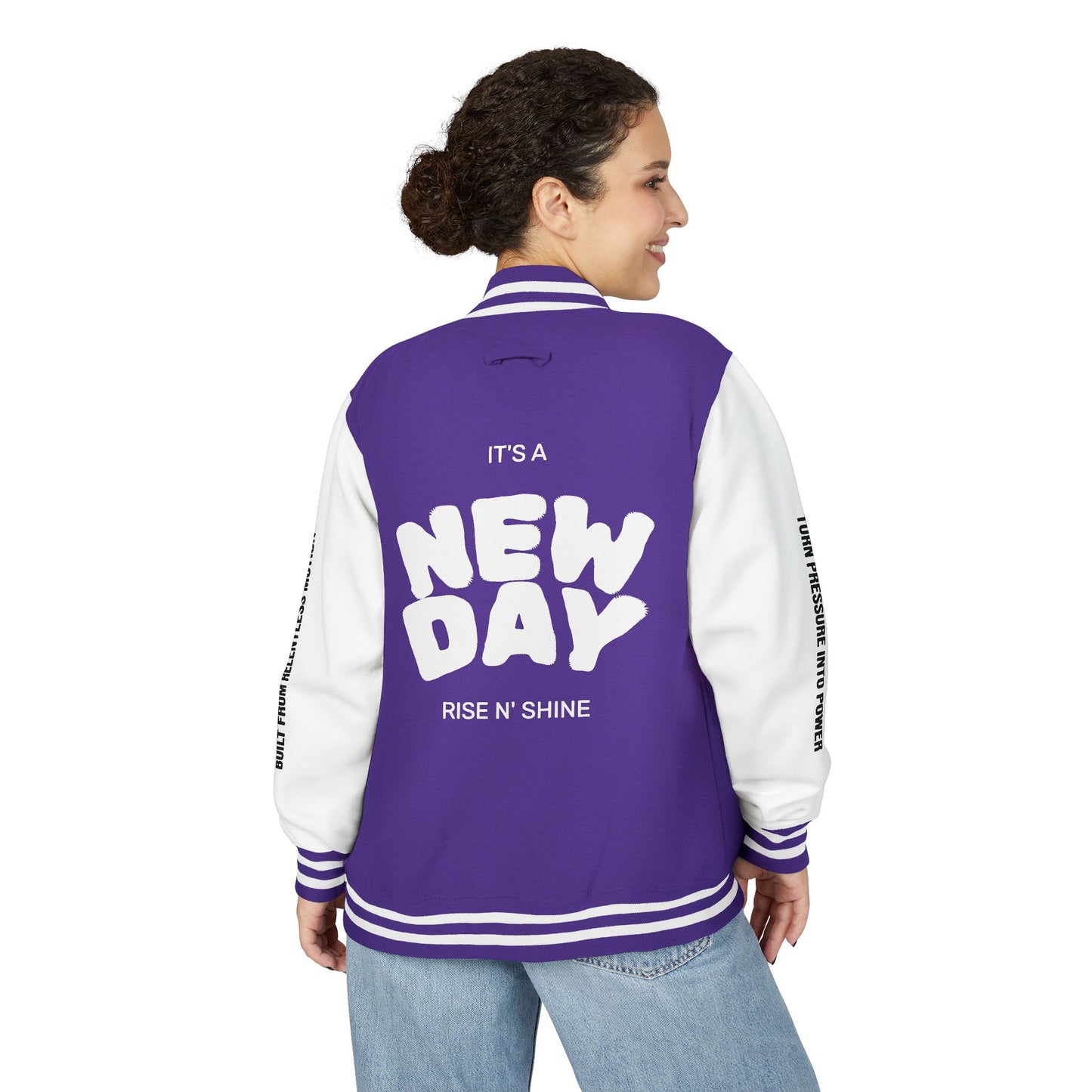Cosmic & Terra Unisex Heavyweight Letterman Jacket - It's a New Day
