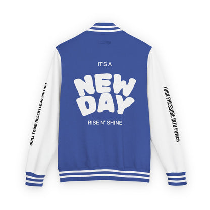 Cosmic & Terra Unisex Heavyweight Letterman Jacket - It's a New Day