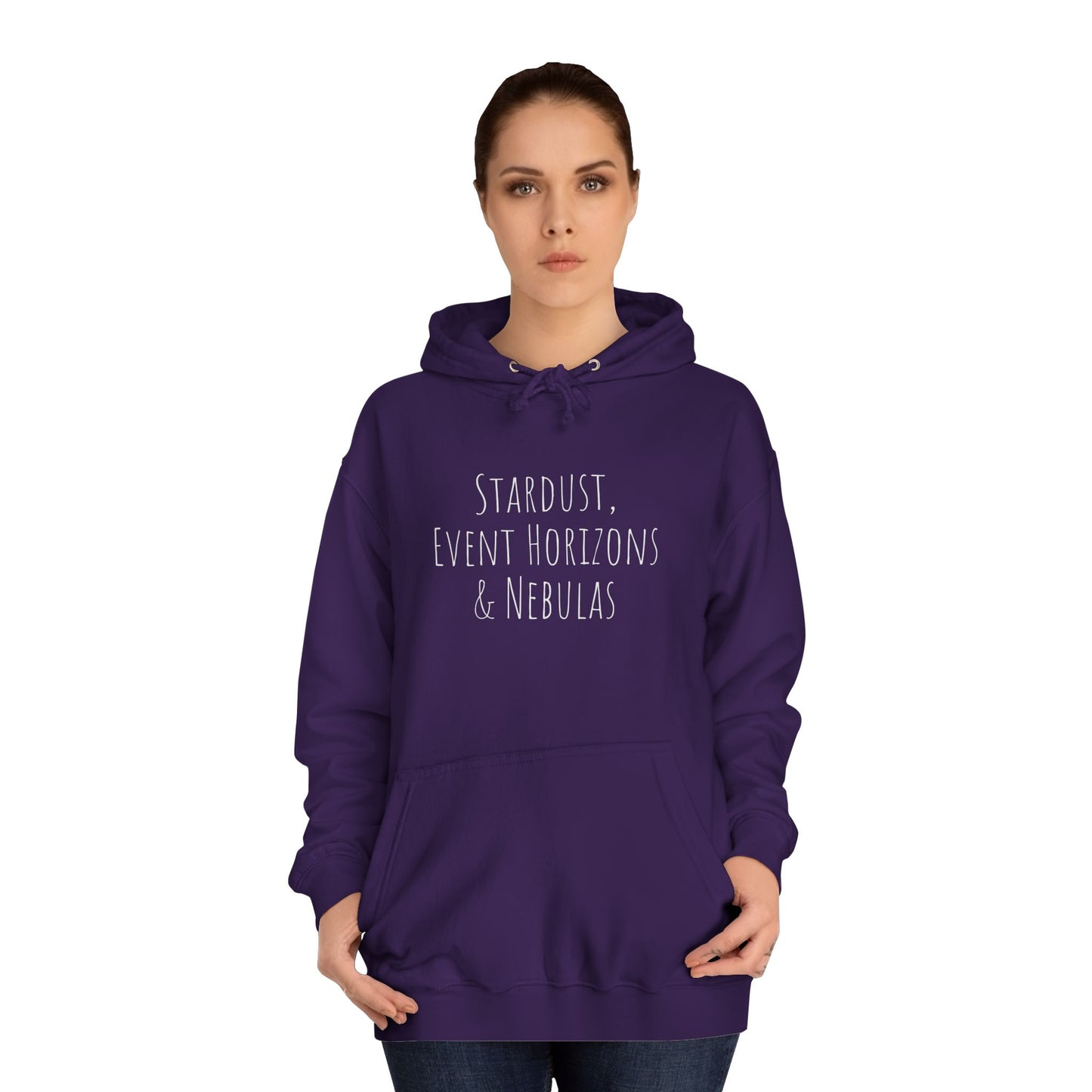College Hoodie with Stardust, Event Horizons & Nebulas Design - Space Exploration Theme