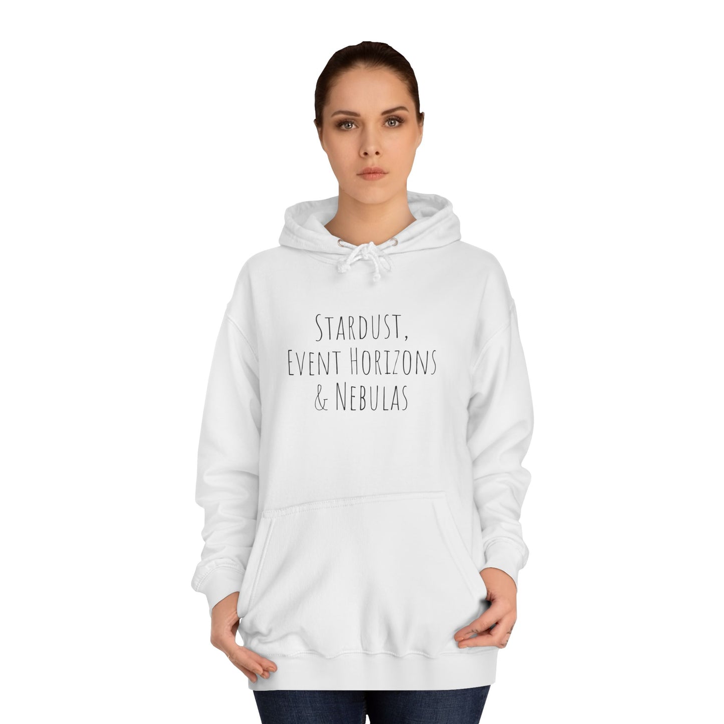 College Hoodie with Stardust, Event Horizons & Nebulas Design - Space Exploration Theme