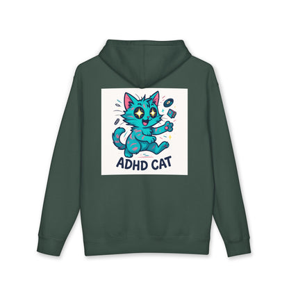 ADHD Cat Hoodie — Cute Blue Cat Graphic & 'My Brain's a Choose-Your-Own-Adventure Book' Quote