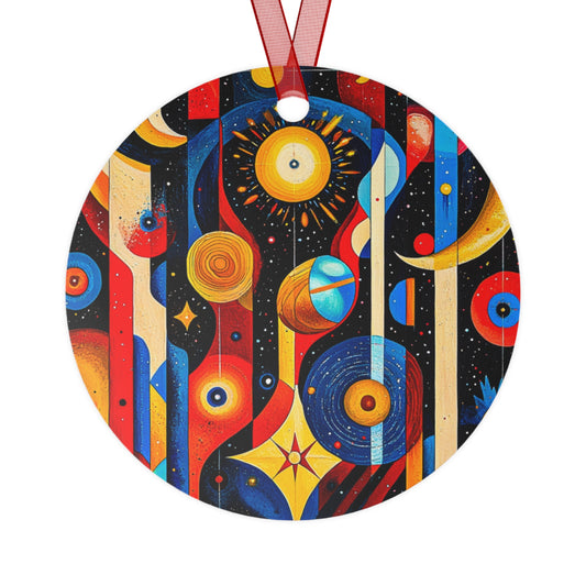 Cosmic Art Metal Ornaments – Colorful Space Ornament, Holiday Decor, Tree Decoration, Gift for Astronomers, Celestial Theme