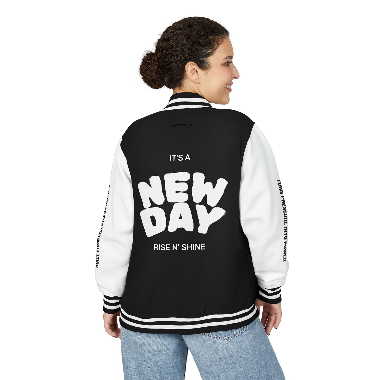 Cosmic & Terra Unisex Heavyweight Letterman Jacket - It's a New Day