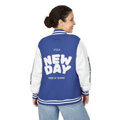 Cosmic & Terra Unisex Heavyweight Letterman Jacket - It's a New Day