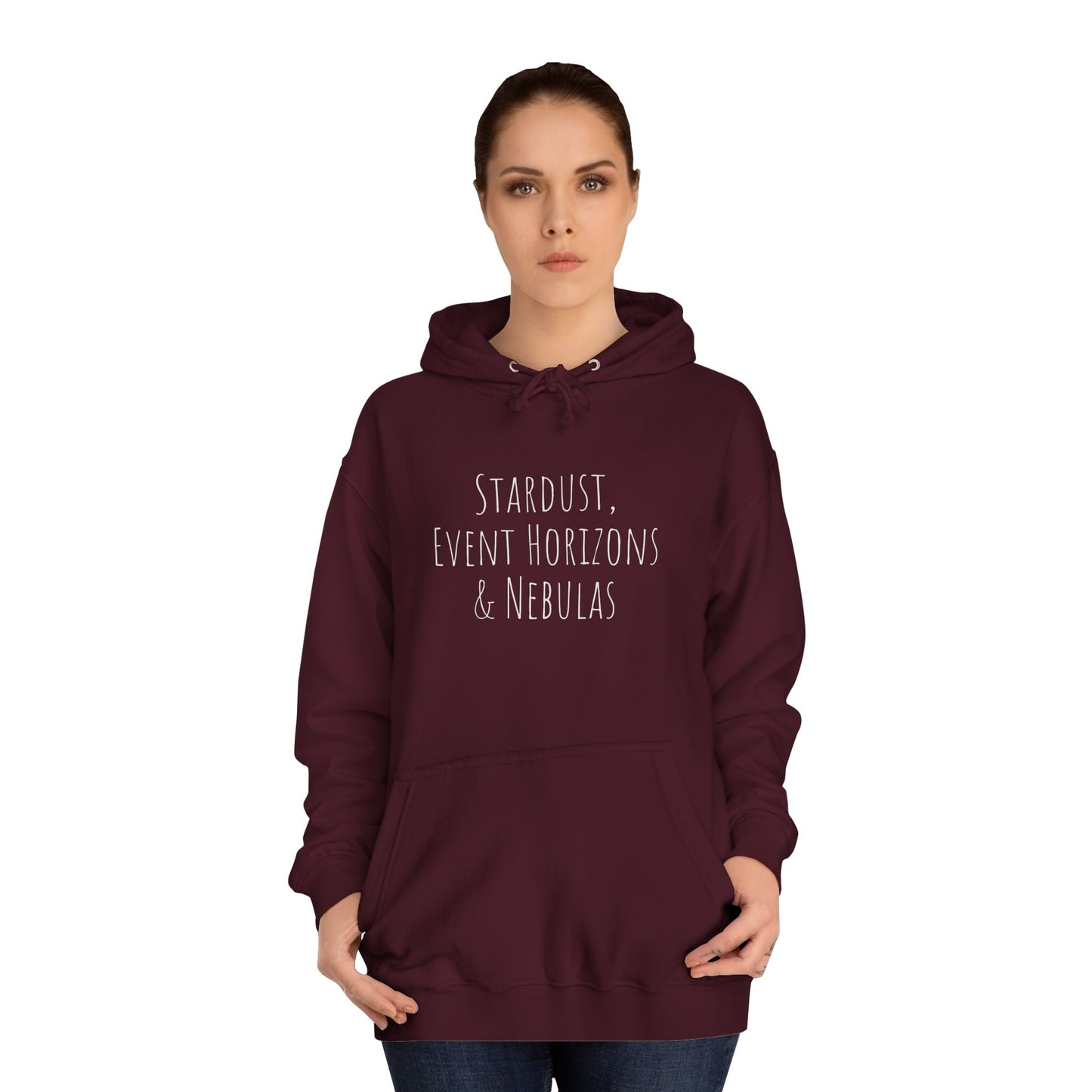 College Hoodie with Stardust, Event Horizons & Nebulas Design - Space Exploration Theme
