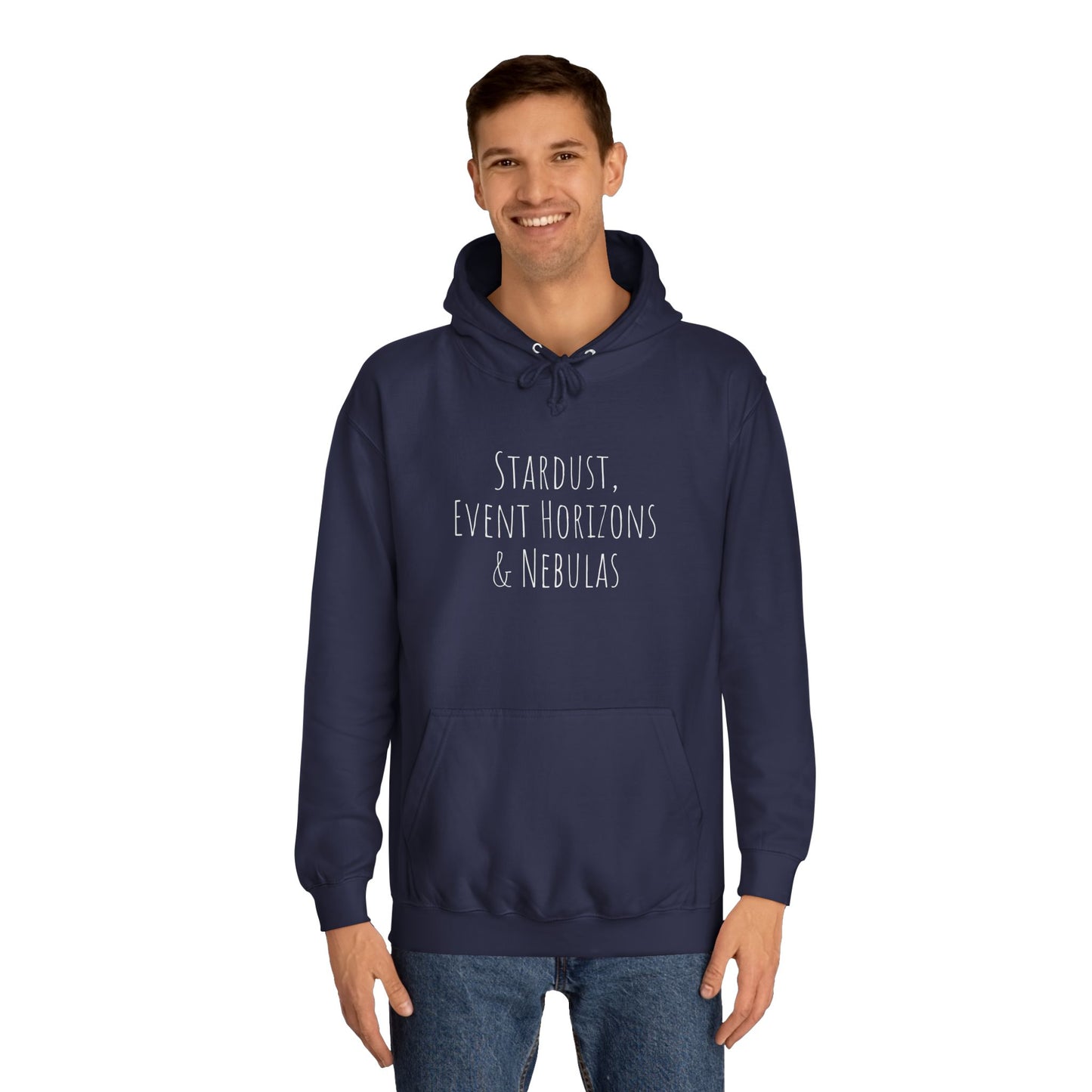 College Hoodie with Stardust, Event Horizons & Nebulas Design - Space Exploration Theme
