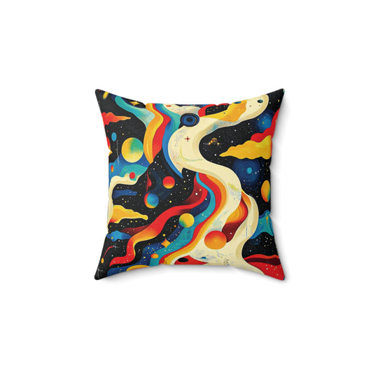 Cosmic Colorful Square Pillow - Space-Themed Cushion for Home Decor, Perfect Gift for Astronomy Lovers