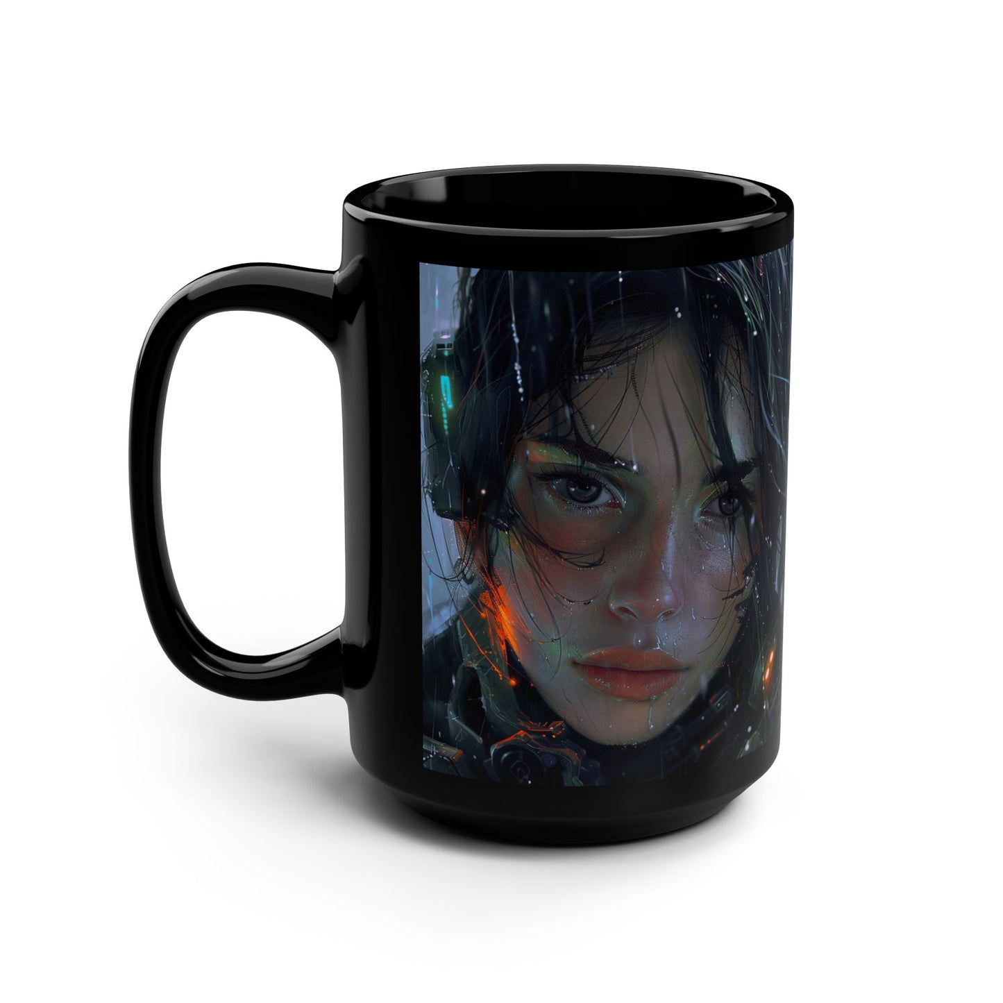 Futuristic Art Mug, Cyberpunk Coffee Cup, Gift for Tech Lovers, Unique Drinkware for Everyday Use, Decorative Mug for Home