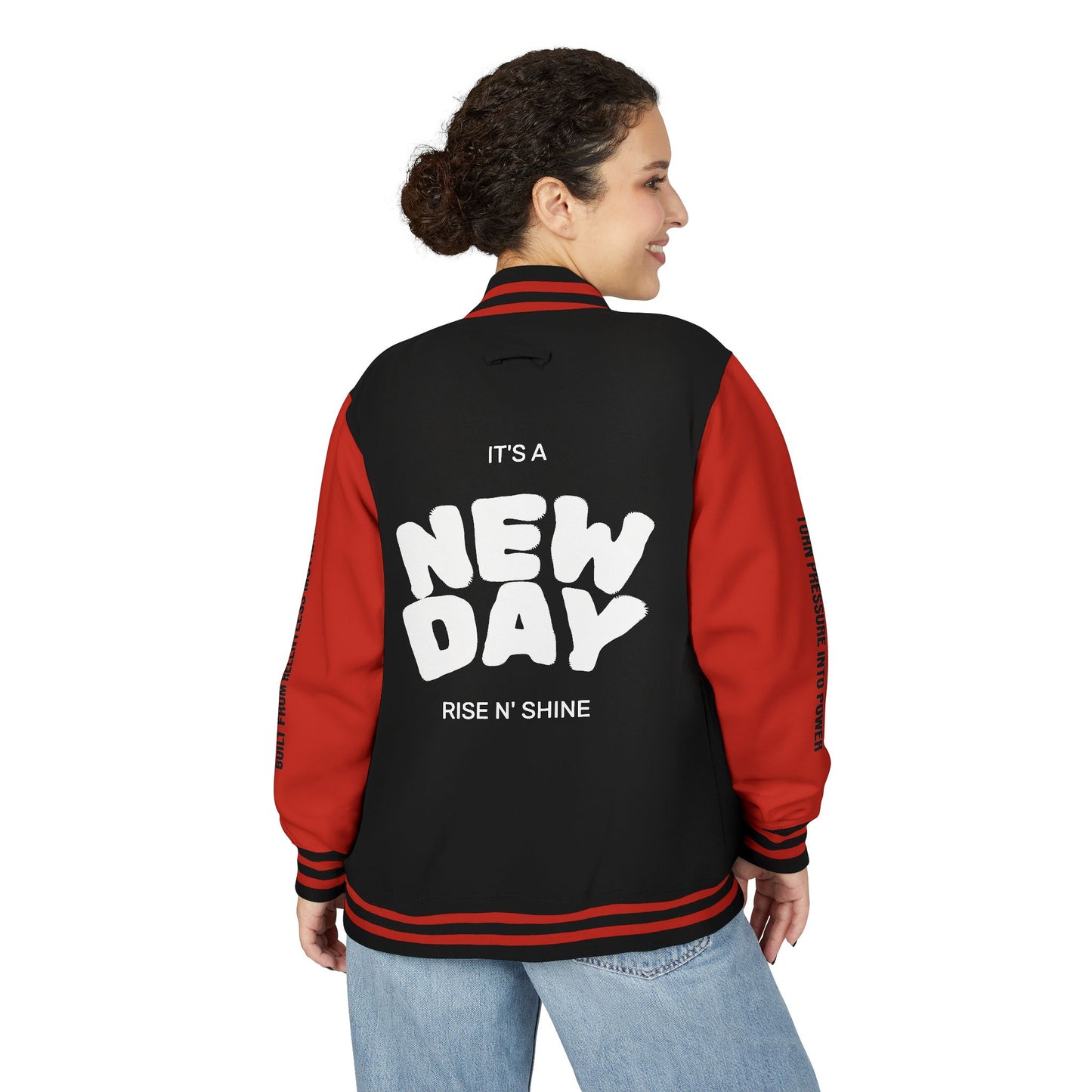 Cosmic & Terra Unisex Heavyweight Letterman Jacket - It's a New Day