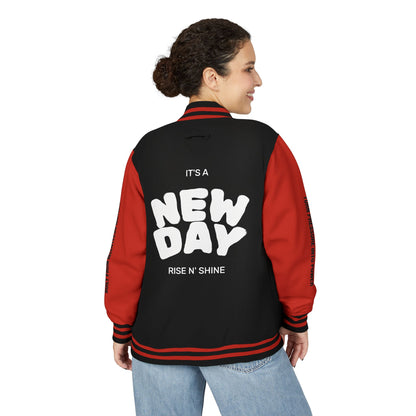 Cosmic & Terra Unisex Heavyweight Letterman Jacket - It's a New Day