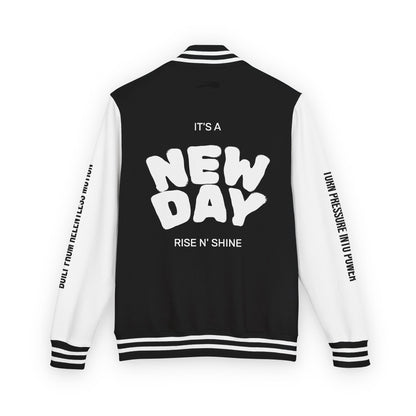 Cosmic & Terra Unisex Heavyweight Letterman Jacket - It's a New Day