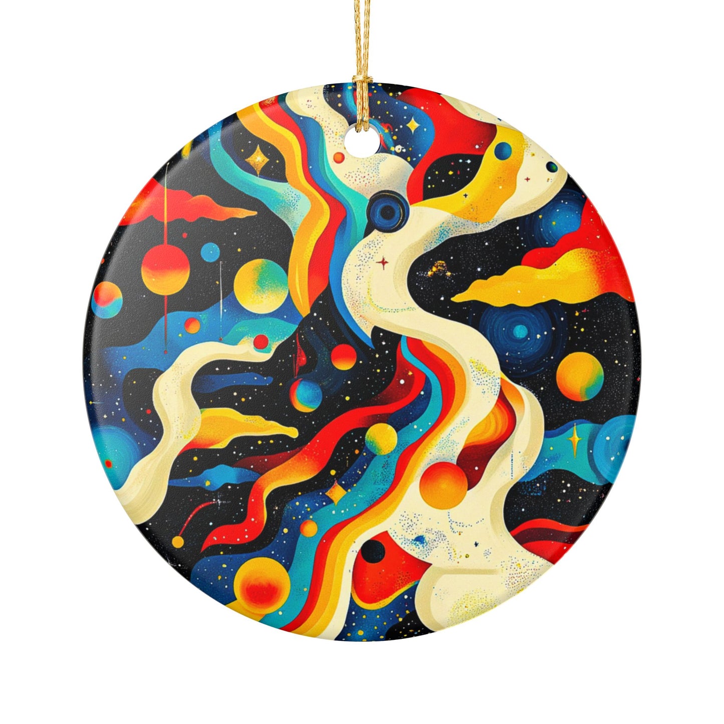 Cosmic Ceramic Ornament, Planetary Art Decor for Holidays, Space Exploration Gift, Unique Tree Decoration, Home Ornament
