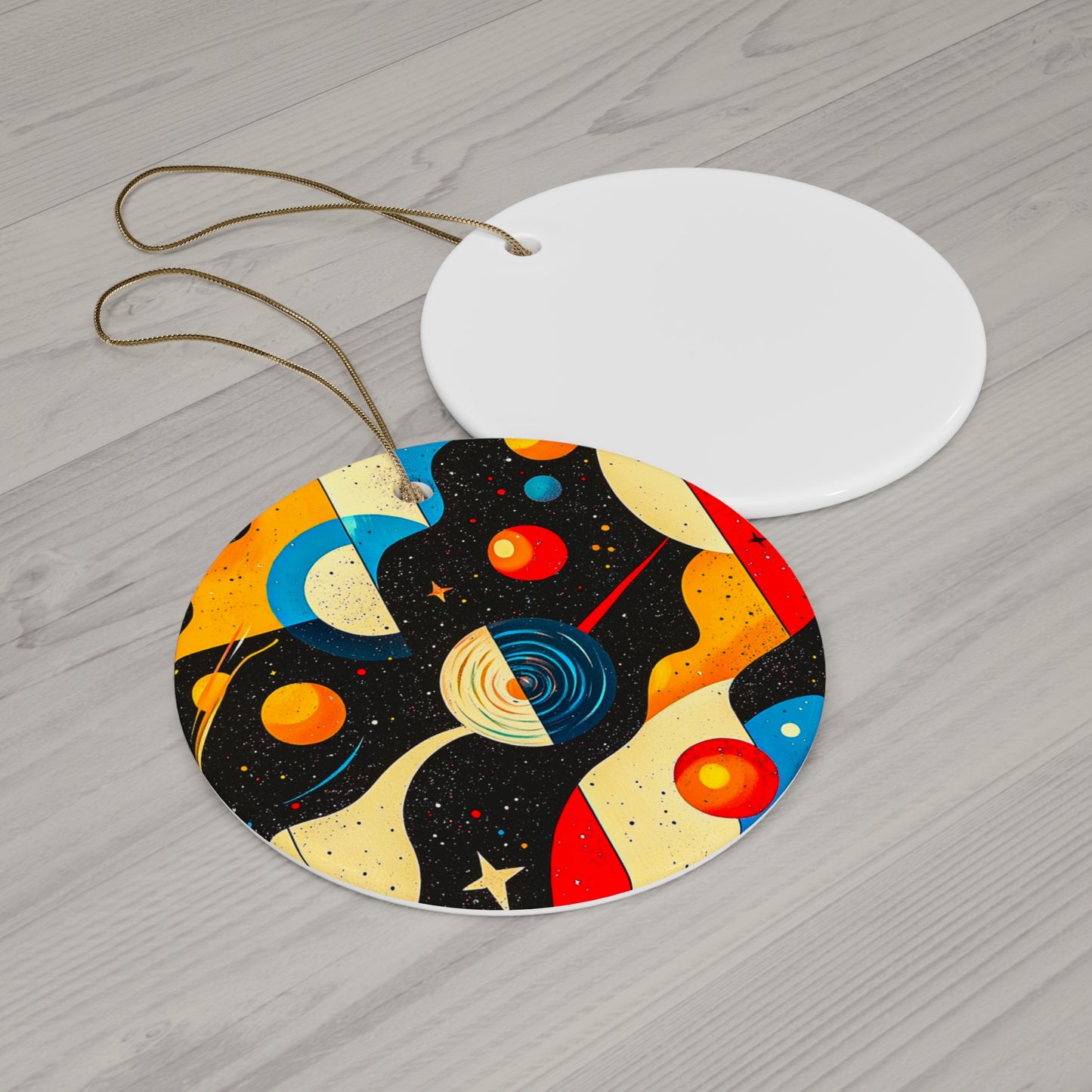 Cosmic Ceramic Ornament, Planetary Art Decor for Holidays, Space Exploration Gift, Unique Tree Decoration, Home Ornament