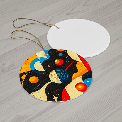 Cosmic Ceramic Ornament, Planetary Art Decor for Holidays, Space Exploration Gift, Unique Tree Decoration, Home Ornament