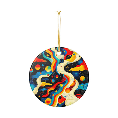 Cosmic Ceramic Ornament, Planetary Art Decor for Holidays, Space Exploration Gift, Unique Tree Decoration, Home Ornament