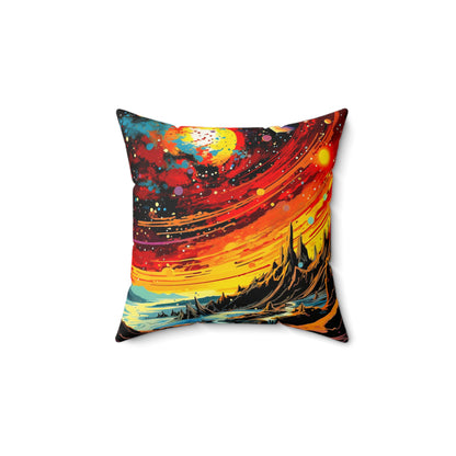Cosmic Odyssey Throw Pillow - Colorful Galaxy Design