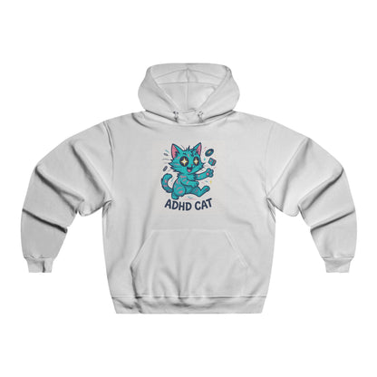 ADHD Cat Hoodie — Cute Teal Cat Graphic Sweatshirt for Neurodivergent Pride