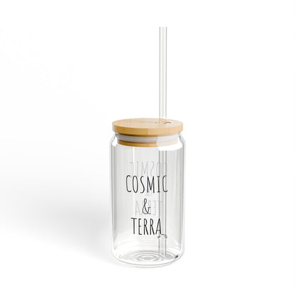 Cosmic & Terra Sipper Glass, 16oz - Clear Eco-Friendly Mason Jar with Bamboo Lid and Straw, Perfect for Summer Drinks, Wedding Favors, [...]