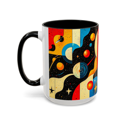 Galactic Accent Coffee Mug - Colorful Space-Themed Ceramic Tea Cup, Gifts for Astronomers, Cosmic Coffee Lover, Outdoor Cafe Drinkware