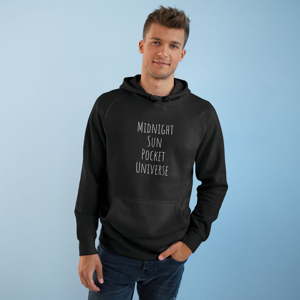 Midnight Sun Pocket Universe Hoodie — Cosmic Nebula Graphic Hoodie